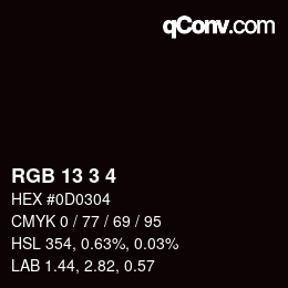 颜色代码: RGB 13 3 4 | qconv.com