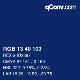 Color code: RGB 13 40 103 | qconv.com