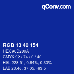 Color code: RGB 13 40 154 | qconv.com