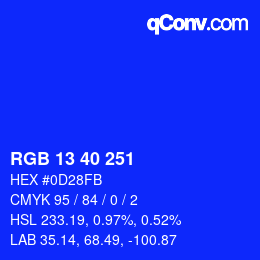 カラーコード: RGB 13 40 251 | qconv.com