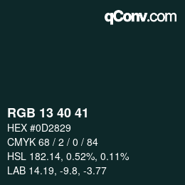 Color code: RGB 13 40 41 | qconv.com