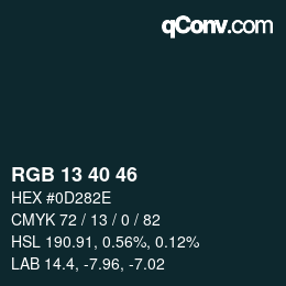 Color code: RGB 13 40 46 | qconv.com