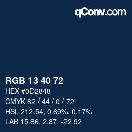 Color code: RGB 13 40 72 | qconv.com