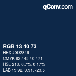 Color code: RGB 13 40 73 | qconv.com