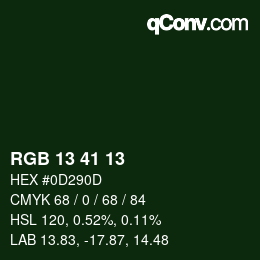 Color code: RGB 13 41 13 | qconv.com