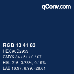 Color code: RGB 13 41 83 | qconv.com