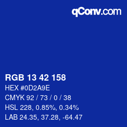カラーコード: RGB 13 42 158 | qconv.com