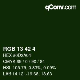 Color code: RGB 13 42 4 | qconv.com