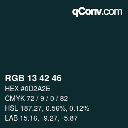 Color code: RGB 13 42 46 | qconv.com