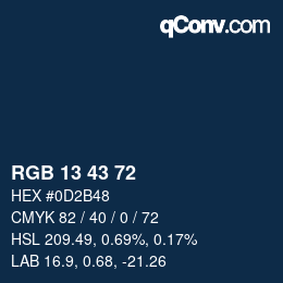 Color code: RGB 13 43 72 | qconv.com