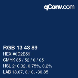 Color code: RGB 13 43 89 | qconv.com