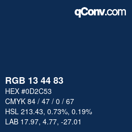 Color code: RGB 13 44 83 | qconv.com