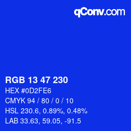 カラーコード: RGB 13 47 230 | qconv.com