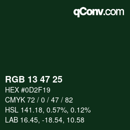 Color code: RGB 13 47 25 | qconv.com