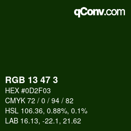 Color code: RGB 13 47 3 | qconv.com