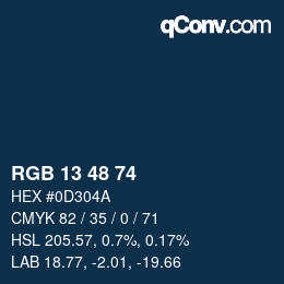 Code couleur: RGB 13 48 74 | qconv.com