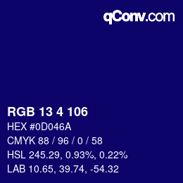 Color code: RGB 13 4 106 | qconv.com