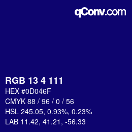 Color code: RGB 13 4 111 | qconv.com