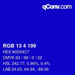 Color code: RGB 13 4 199 | qconv.com