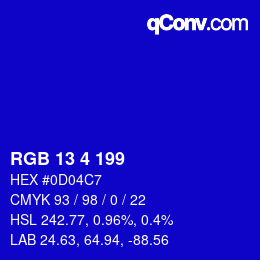 カラーコード: RGB 13 4 199 | qconv.com