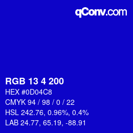Color code: RGB 13 4 200 | qconv.com