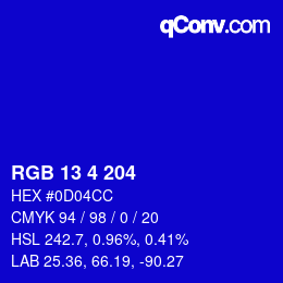 Color code: RGB 13 4 204 | qconv.com