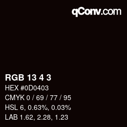 颜色代码: RGB 13 4 3 | qconv.com