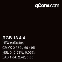 カラーコード: RGB 13 4 4 | qconv.com