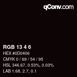 カラーコード: RGB 13 4 6 | qconv.com