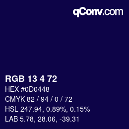 カラーコード: RGB 13 4 72 | qconv.com