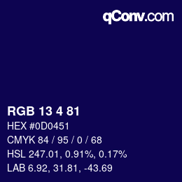 Color code: RGB 13 4 81 | qconv.com