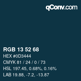 Color code: RGB 13 52 68 | qconv.com