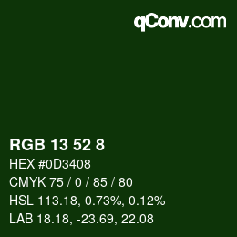 Color code: RGB 13 52 8 | qconv.com