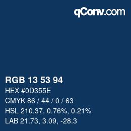 Color code: RGB 13 53 94 | qconv.com