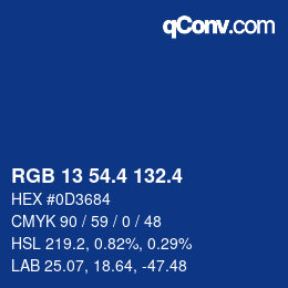 カラーコード: RGB 13 54.4 132.4 | qconv.com