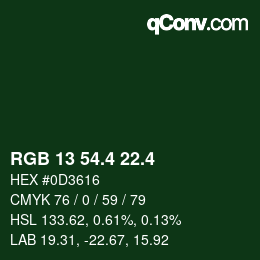 カラーコード: RGB 13 54.4 22.4 | qconv.com