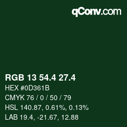 カラーコード: RGB 13 54.4 27.4 | qconv.com