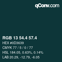 カラーコード: RGB 13 54.4 57.4 | qconv.com