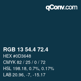 カラーコード: RGB 13 54.4 72.4 | qconv.com