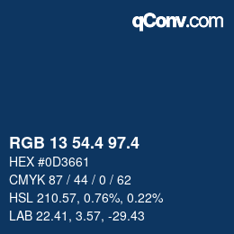 カラーコード: RGB 13 54.4 97.4 | qconv.com