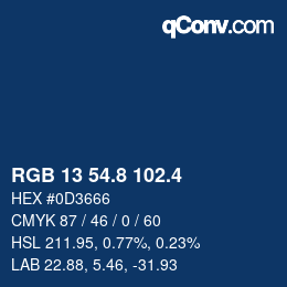カラーコード: RGB 13 54.8 102.4 | qconv.com