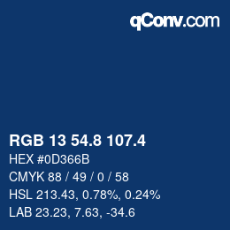 カラーコード: RGB 13 54.8 107.4 | qconv.com