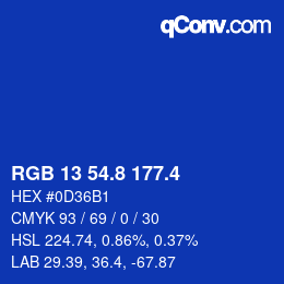 カラーコード: RGB 13 54.8 177.4 | qconv.com