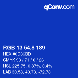 カラーコード: RGB 13 54.8 189 | qconv.com