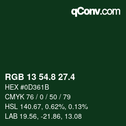 カラーコード: RGB 13 54.8 27.4 | qconv.com