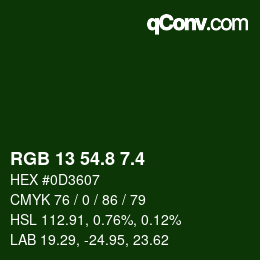 カラーコード: RGB 13 54.8 7.4 | qconv.com