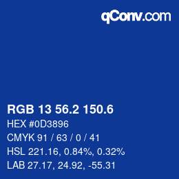 カラーコード: RGB 13 56.2 150.6 | qconv.com