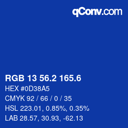 カラーコード: RGB 13 56.2 165.6 | qconv.com