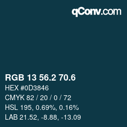 カラーコード: RGB 13 56.2 70.6 | qconv.com