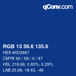 カラーコード: RGB 13 56.6 135.6 | qconv.com